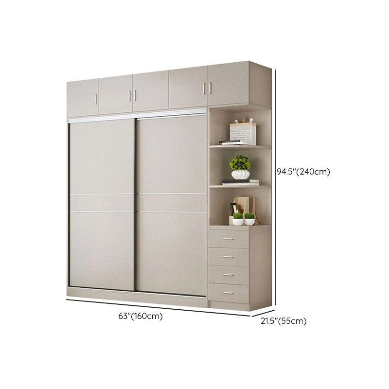 Armario independiente moderno de madera artificial con puertas corredizas para sala de estar Clearhalo