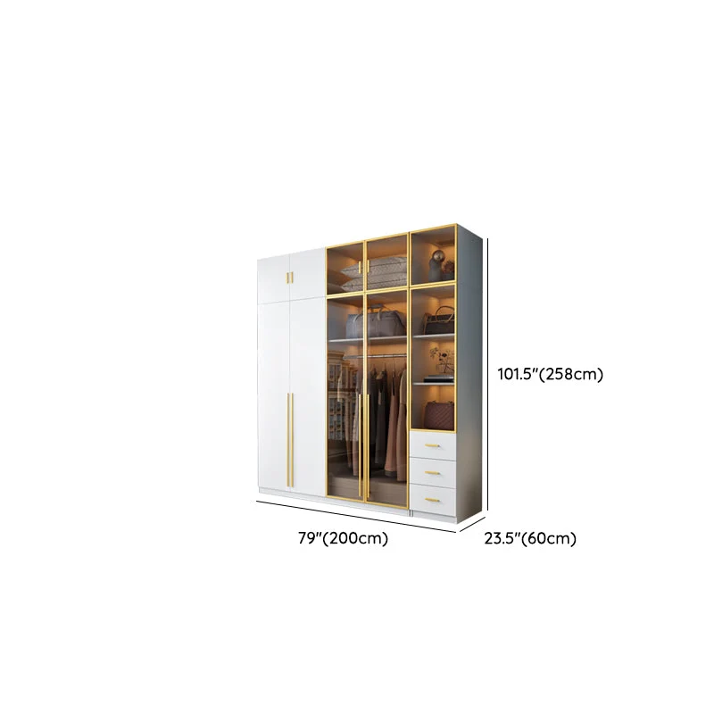 Armario independiente moderno de madera y vidrio con cajones y puertas de cierre suave Clearhalo