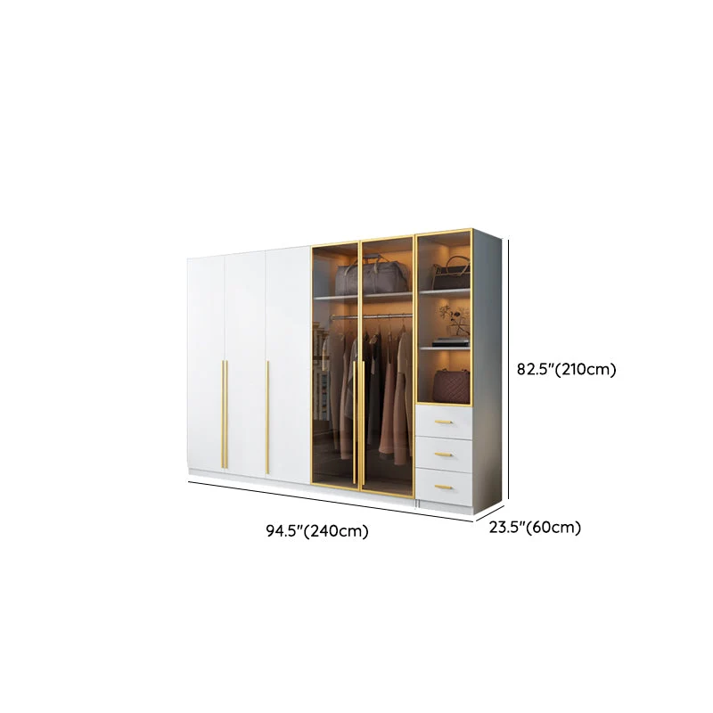 Armario independiente moderno de madera y vidrio con cajones y puertas de cierre suave Clearhalo