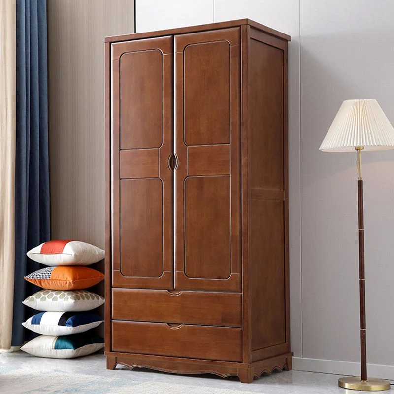 Armario independiente tradicional de madera maciza de caucho con 2 cajones Madera Clearhalo