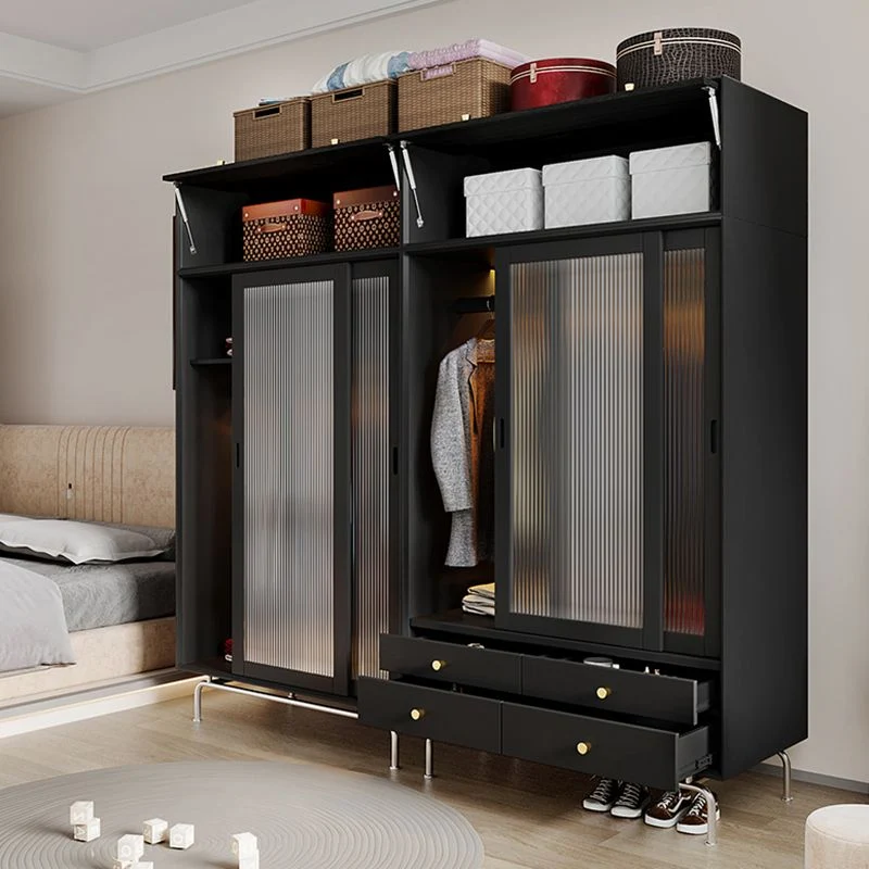 Armario Industrial de Madera de Pino Armario de 2 Puertas en Negro Negro Clearhalo