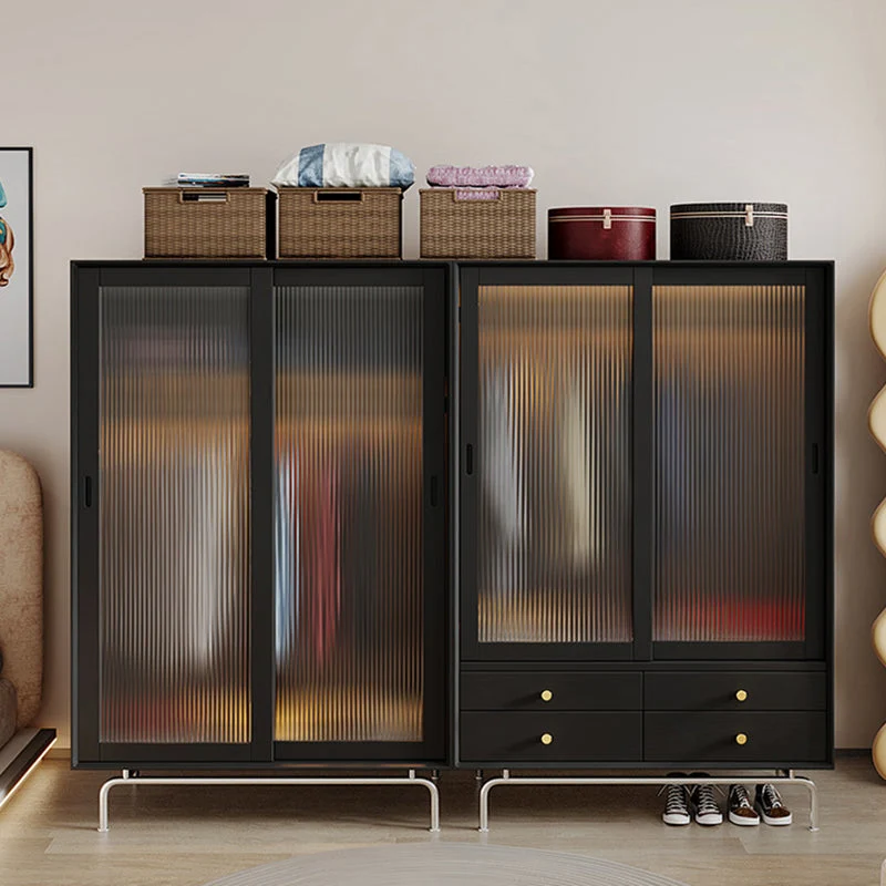 Armario Industrial de Madera de Pino Armario de 2 Puertas en Negro Negro Clearhalo