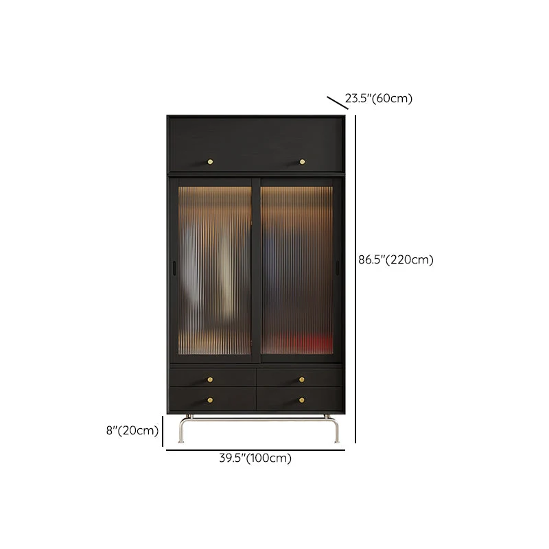 Armario Industrial de Madera de Pino Armario de 2 Puertas en Negro Negro Clearhalo
