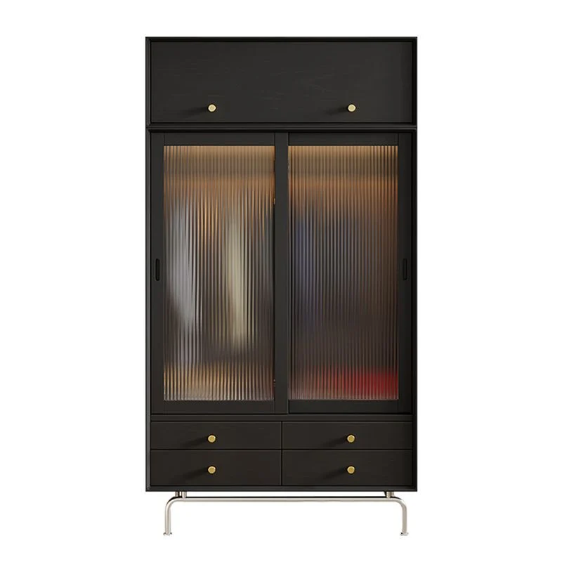 Armario Industrial de Madera de Pino Armario de 2 Puertas en Negro Negro Clearhalo