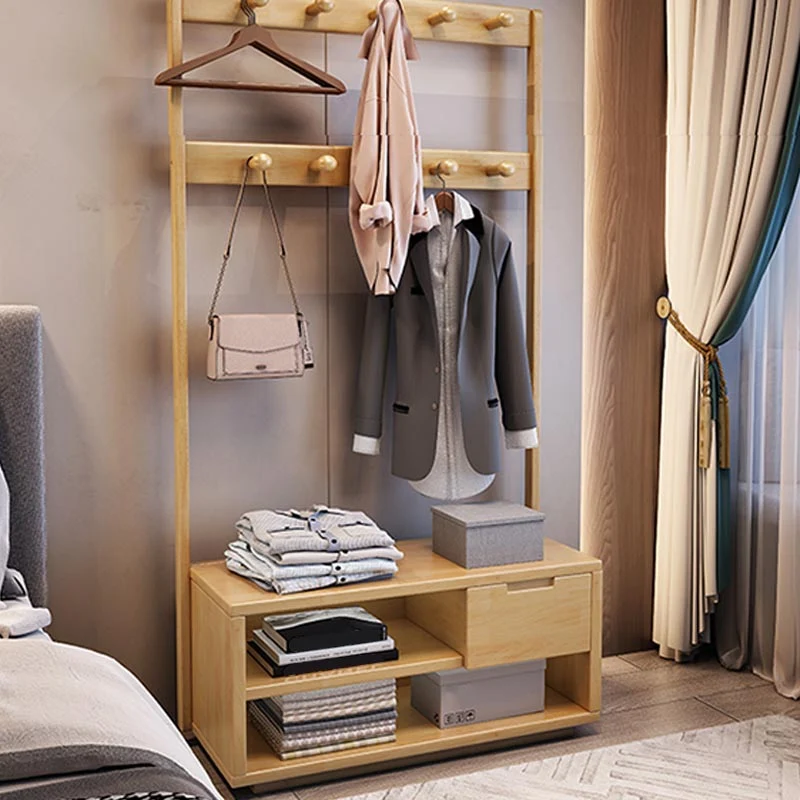 Armario de madera Armario de dormitorio moderno con estantes de almacenamiento Naturales Clearhalo