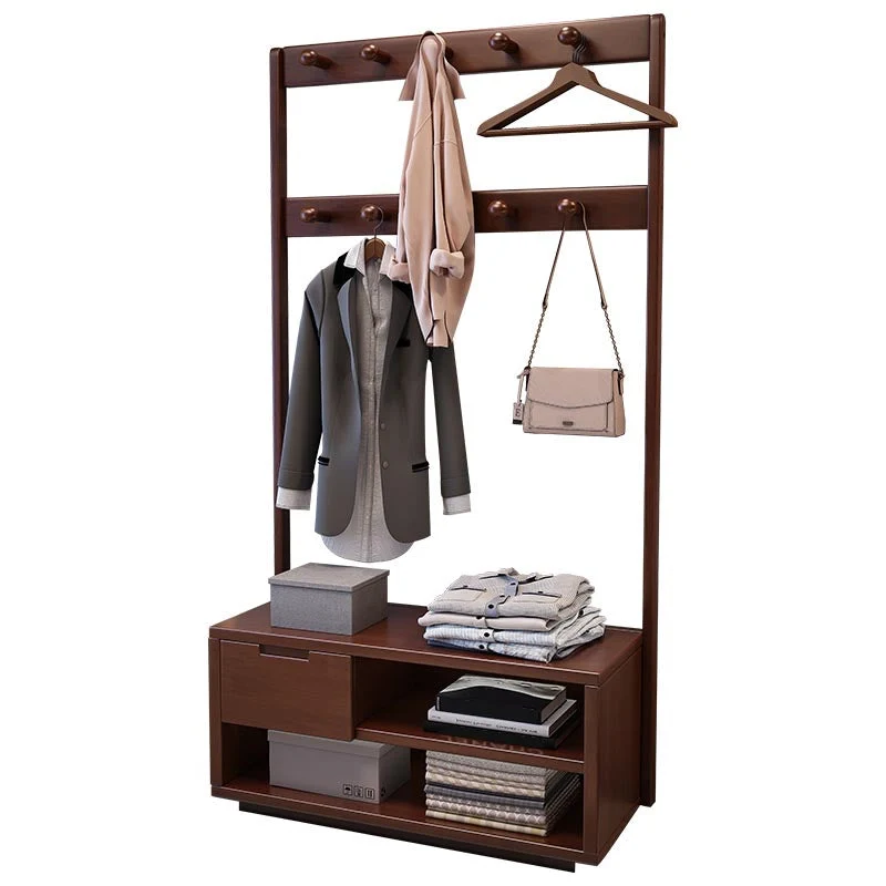 Armario de madera Armario de dormitorio moderno con estantes de almacenamiento Naturales Clearhalo