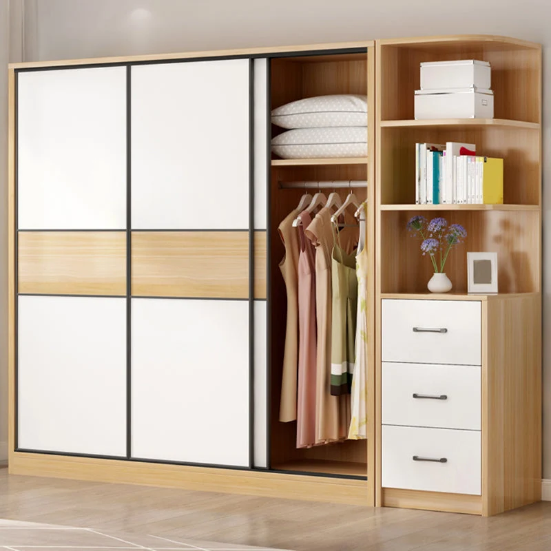 Armario de madera artificial Armario independiente con puertas correderas para dormitorio Clearhalo