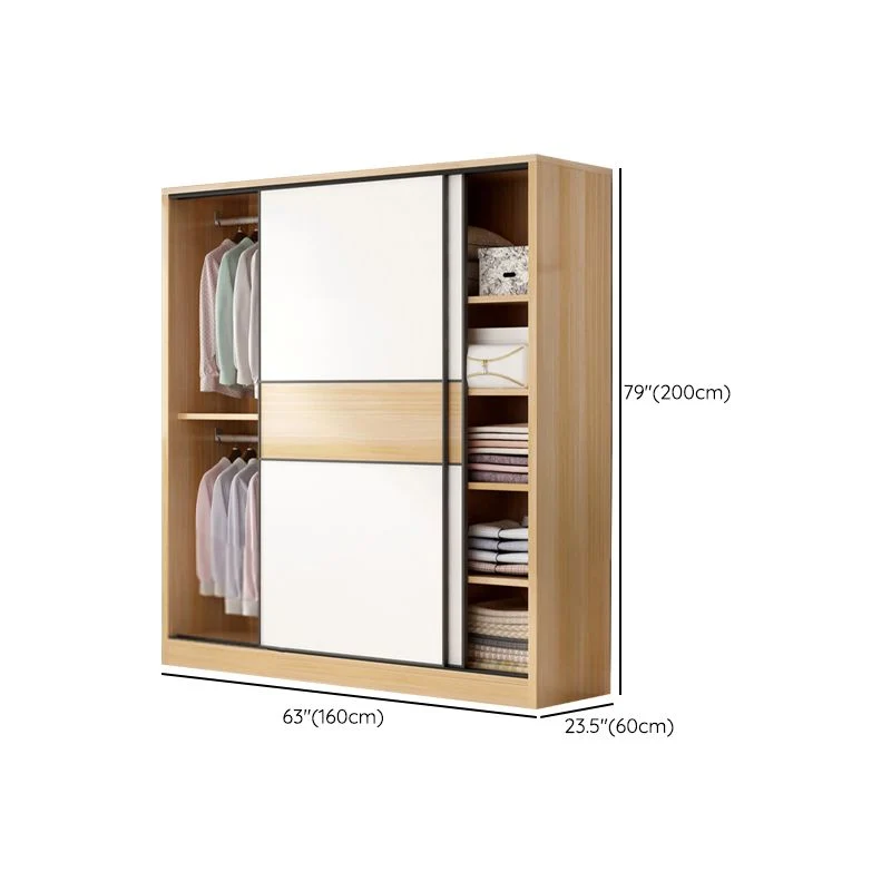 Armario de madera artificial Armario independiente con puertas correderas para dormitorio Clearhalo