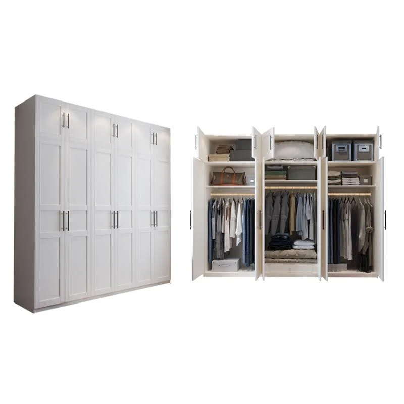 Armario de madera blanca con cajones y armario de almacenamiento con barra para colgar ropa Clearhalo