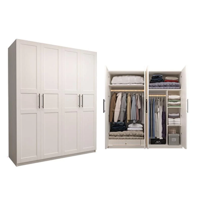 Armario de madera blanca con cajones y armario de almacenamiento con barra para colgar ropa Clearhalo