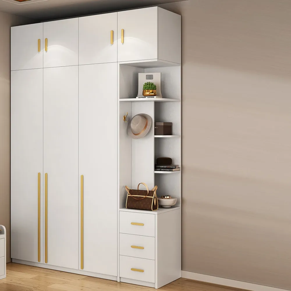 Armario de madera de color blanco Armario guardarropa de estilo contemporáneo para el hogar Clearhalo