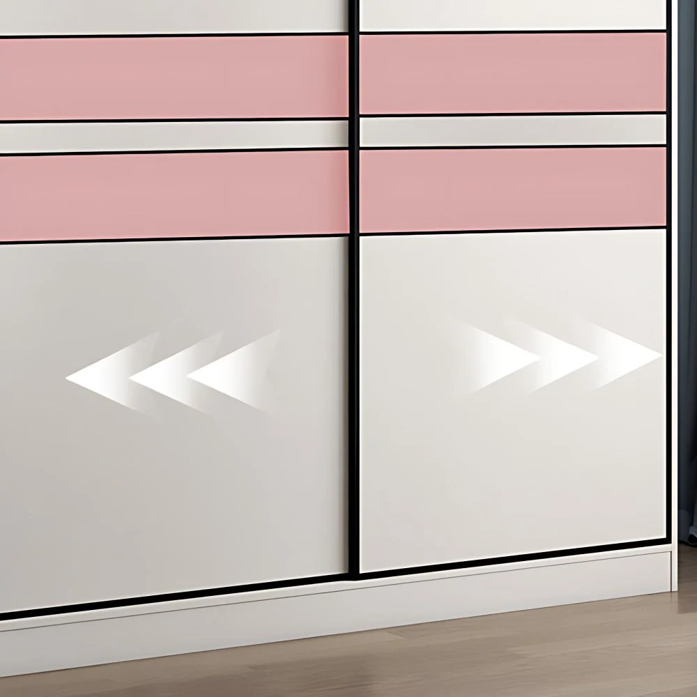 Armario de madera de color blanco con barra incluida Armario Armario con puerta corredera Clearhalo