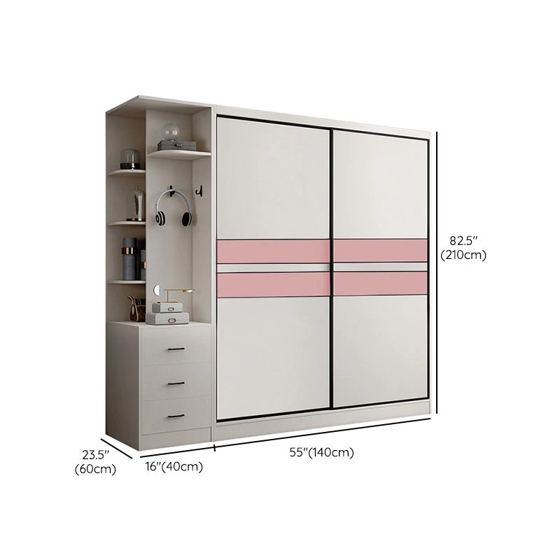Armario de madera de color blanco con barra incluida Armario Armario con puerta corredera Clearhalo