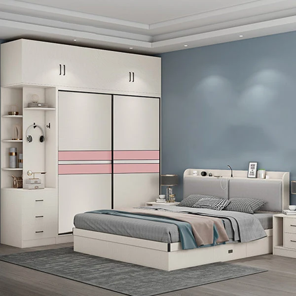Armario de madera de color blanco con barra incluida Armario Armario con puerta corredera Clearhalo