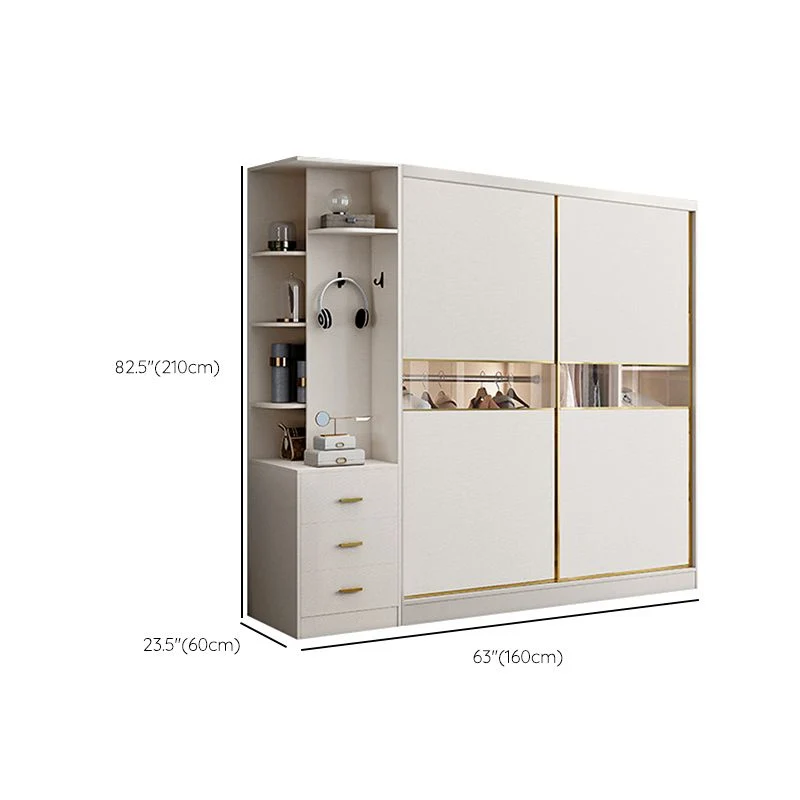 Armario Madera Color Blanco Con Varilla Tela Moderna Incluye Armario Armario Clearhalo