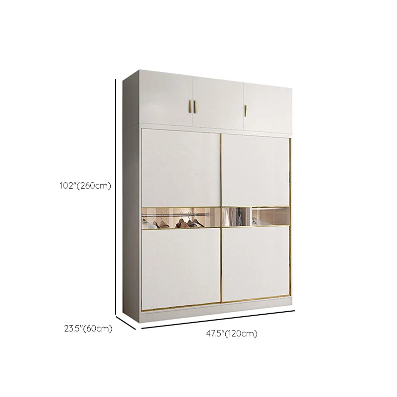 Armario de madera de color blanco, moderno armario con varilla de tela incluida para dormitorio Clearhalo