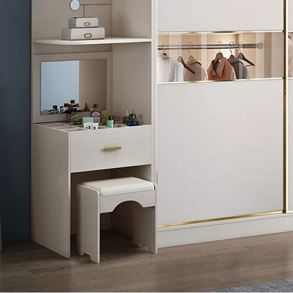 Armario de madera de color blanco, moderno armario con varilla de tela incluida para dormitorio Clearhalo