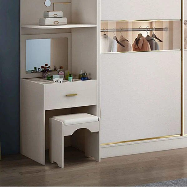 Armario de madera de color blanco, moderno armario con varilla de tela incluida para dormitorio Clearhalo