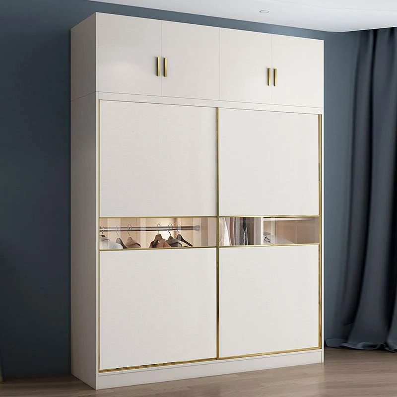 Armario de madera de color blanco, moderno armario con varilla de tela incluida para dormitorio Clearhalo