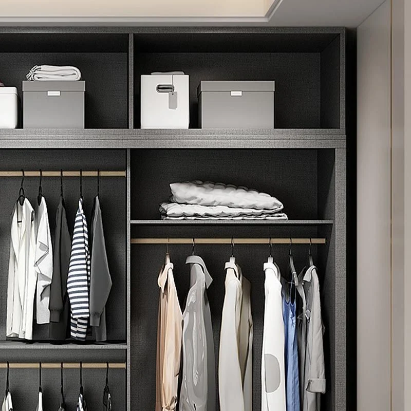 Armario de madera contemporáneo Armario guardarropa de color gris con puerta corredera Clearhalo