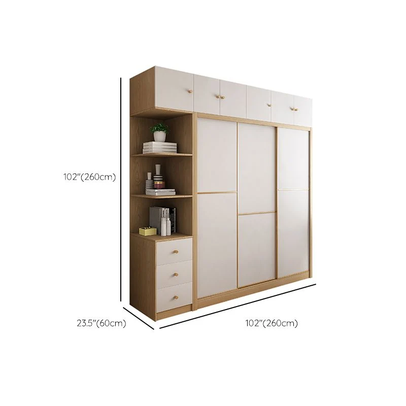 Armario de madera contemporáneo, moderno armario con varilla de tela incluida para dormitorio Clearhalo