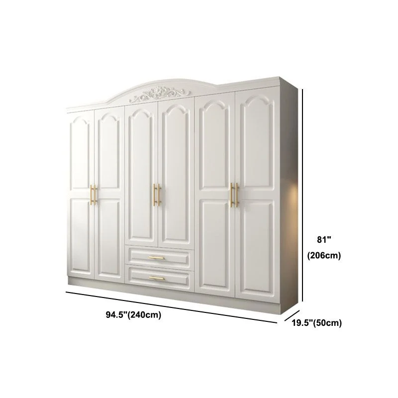 Armario de madera del guardarropa del color blanco del guardarropa francés del país con 2 cajones Clearhalo
