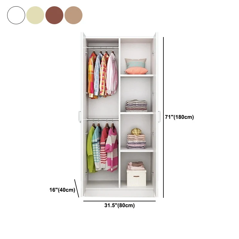 Armario de madera de estilo contemporáneo, armario con puerta de cierre suave para dormitorio Blanco Clearhalo