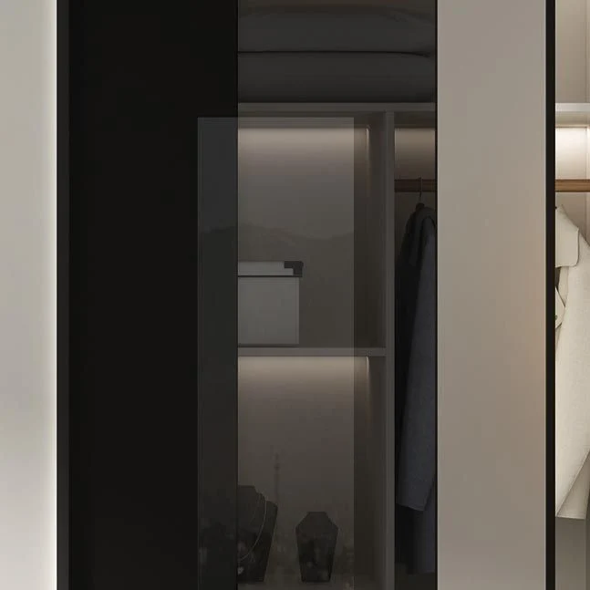 Armario de madera de estilo contemporáneo Armario guardarropa de color blanco con puerta corredera Clearhalo