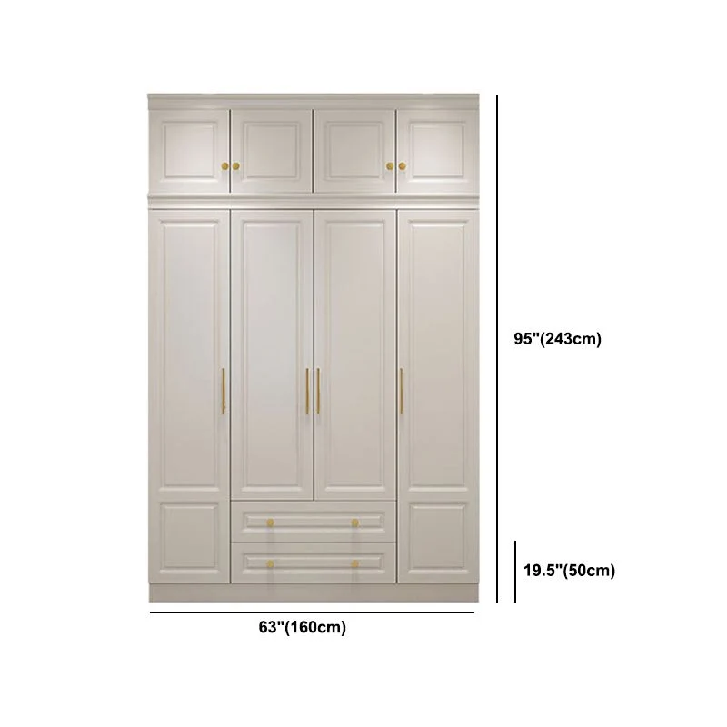 Armario de madera de estilo moderno, color blanco, armario con cajones de cierre suave Clearhalo
