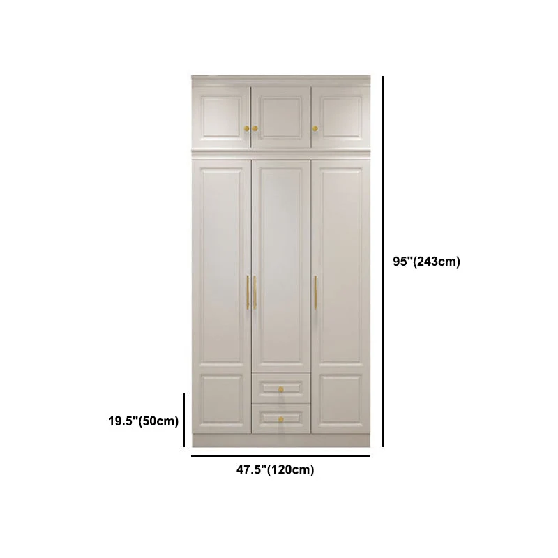 Armario de madera de estilo moderno, color blanco, armario con cajones de cierre suave Clearhalo