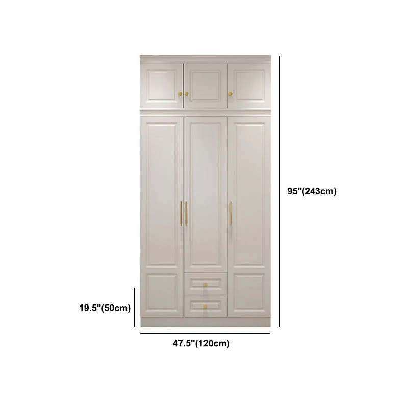 Armario de madera de estilo moderno, color blanco, armario con cajones de cierre suave Clearhalo