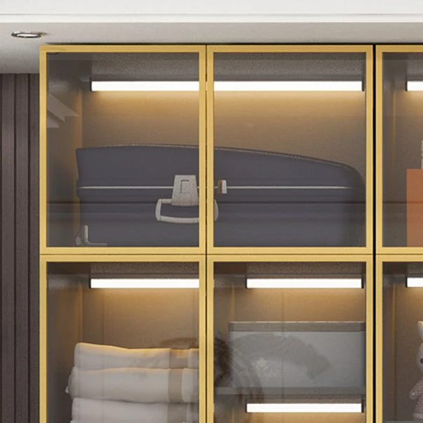 Armario de madera de estilo moderno con varilla de tela, armario empotrado incluido para dormitorio Clearhalo