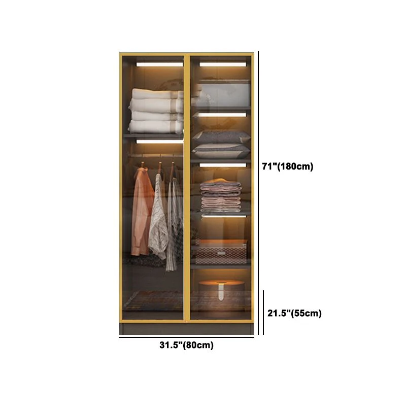 Armario de madera de estilo moderno con varilla de tela, armario empotrado incluido para dormitorio Clearhalo