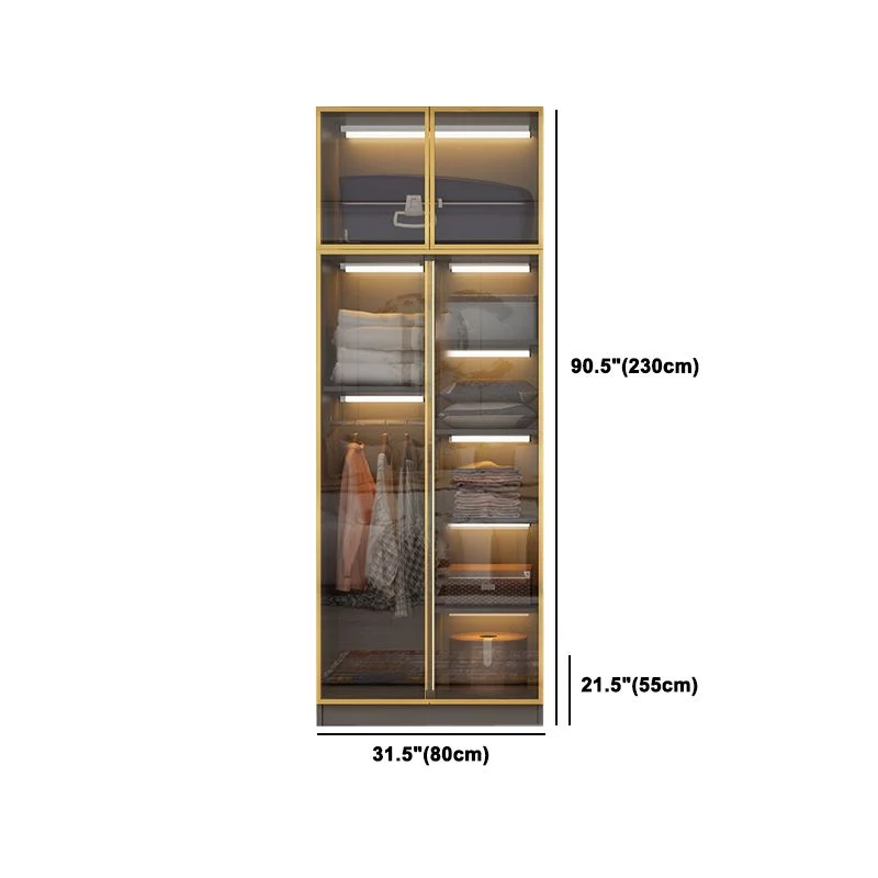 Armario de madera de estilo moderno con varilla de tela, armario empotrado incluido para dormitorio Clearhalo