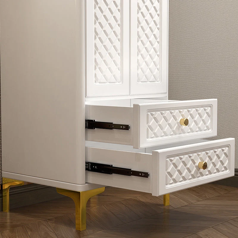 Armario de madera de ingenierí, armario con puertas de cierre suave, estilo Glam, en blanco Clearhalo