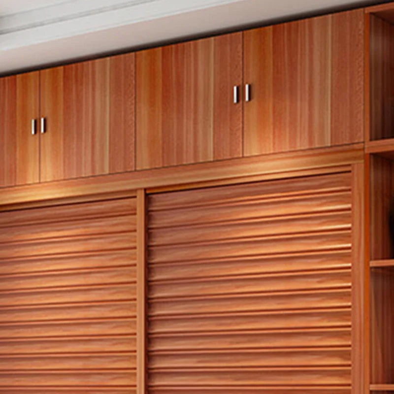 Armario de madera de ingenierí marrón con puertas corredizas, armario moderno para dormitorio Clearhalo