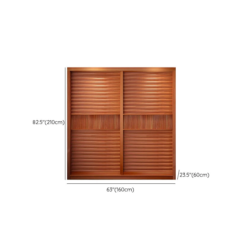 Armario de madera de ingenierí marrón con puertas corredizas, armario moderno para dormitorio Clearhalo