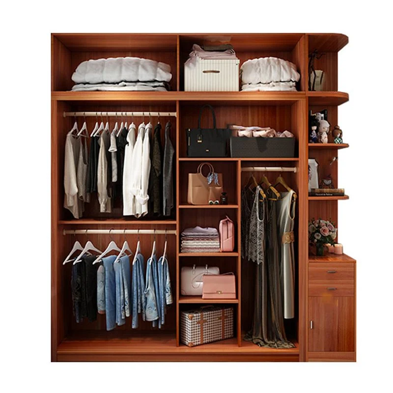 Armario de madera de ingenierí marrón con puertas corredizas, armario moderno para dormitorio Clearhalo