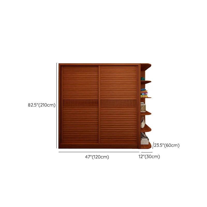 Armario de madera de ingenierí marrón con puertas corredizas, armario moderno para dormitorio Clearhalo