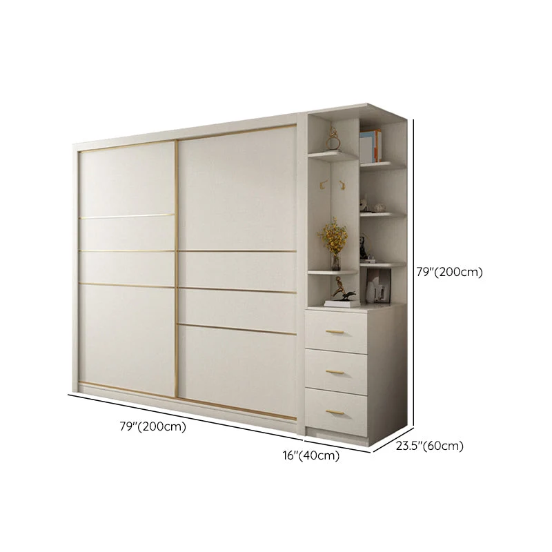 Armario de madera maciza blanco Armario moderno corredizo de 2 puertas Clearhalo