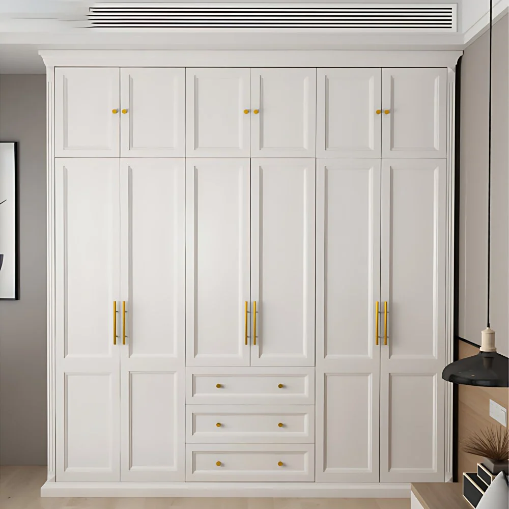 Armario de madera maciza con estantes Armario de estilo campestre francés Clearhalo