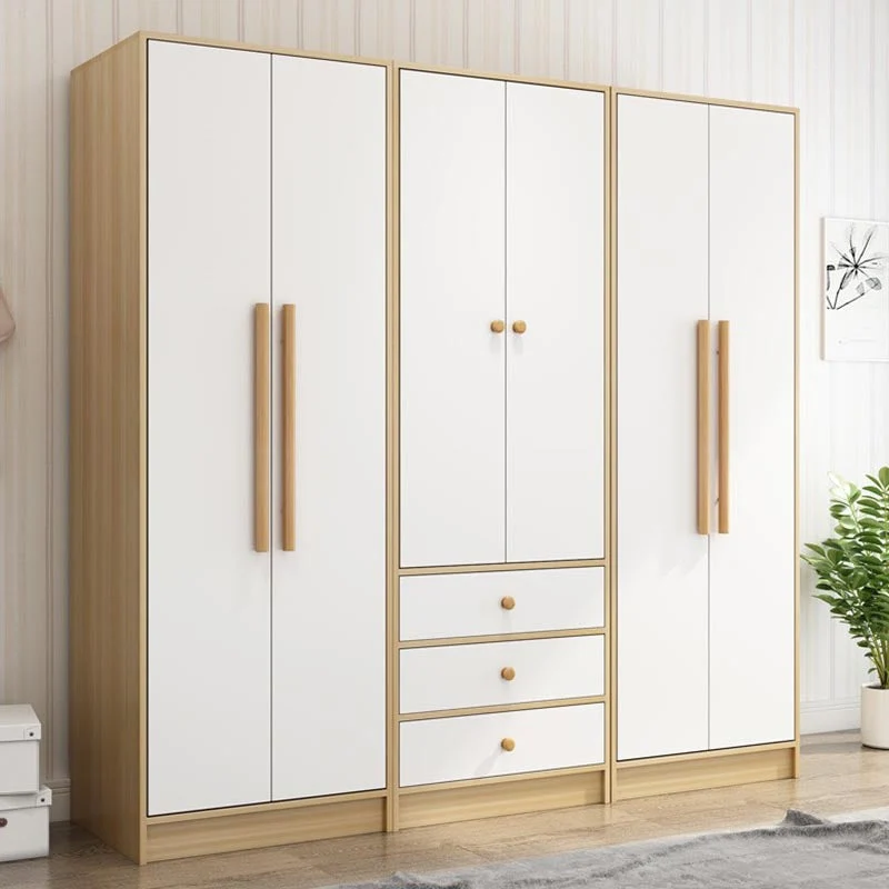 Armario de madera moderno, varilla de tela de Color blanco, armario guardarropa incluido para el hogar Clearhalo