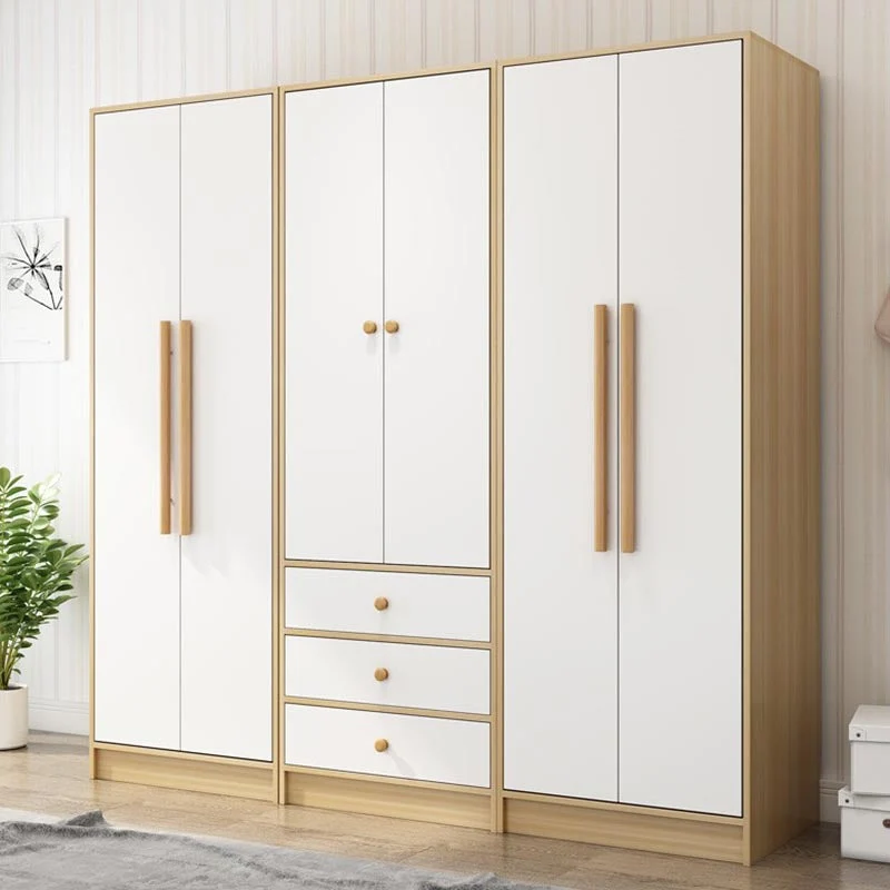 Armario de madera moderno, varilla de tela de Color blanco, armario guardarropa incluido para el hogar Clearhalo