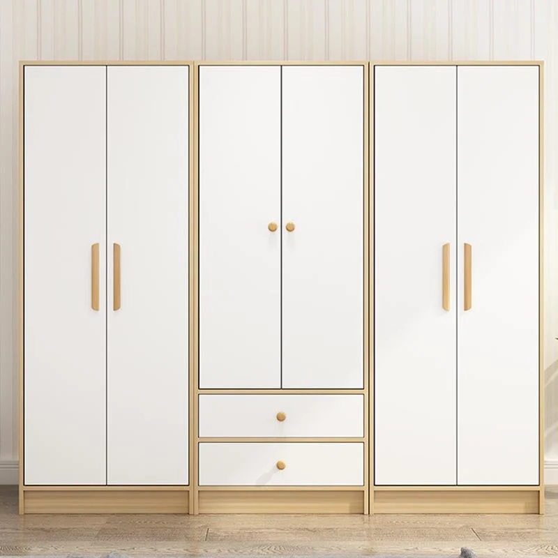 Armario de madera moderno, varilla de tela de Color blanco, armario guardarropa incluido para el hogar Clearhalo