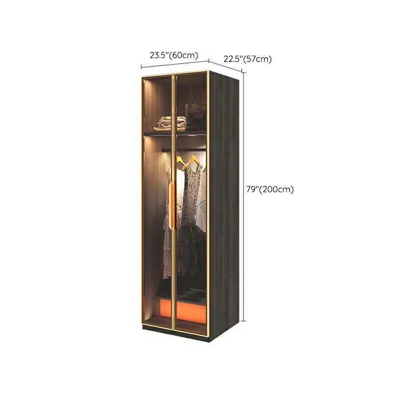 Armario de madera negra con puertas de vidrio Gabinete de almacenamiento interior moderno Clearhalo