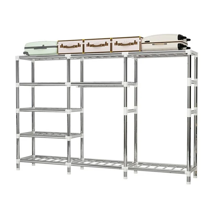 Armario de metal de estilo moderno con varilla de tela, armario empotrado para dormitorio Verde Clearhalo