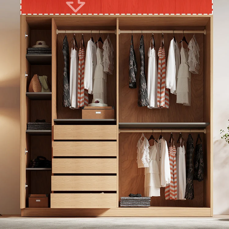 Armario moderno con acabado natural Armario de madera maciza y madera de ingenierí Clearhalo
