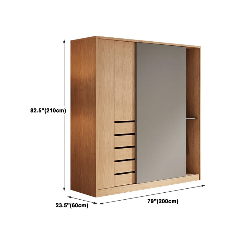 Armario moderno con acabado natural Armario de madera maciza y madera de ingenierí Clearhalo