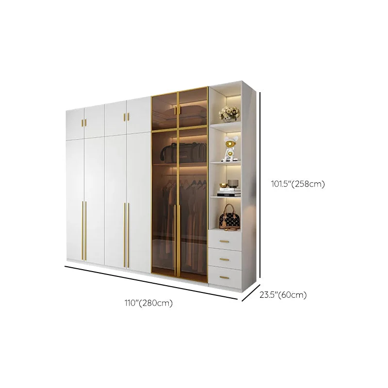 Armario moderno con estructura de madera blanca, armario independiente con cajones de cierre suave Clearhalo