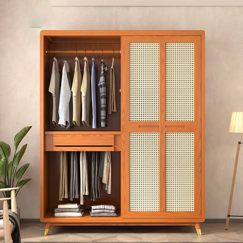 Armario moderno con estructura de madera maciza, puertas corredizas independientes con patas Madera Clearhalo